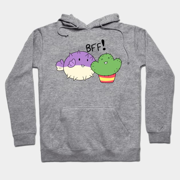 BFF! Puffer Fish and Cactus Hoodie by saradaboru